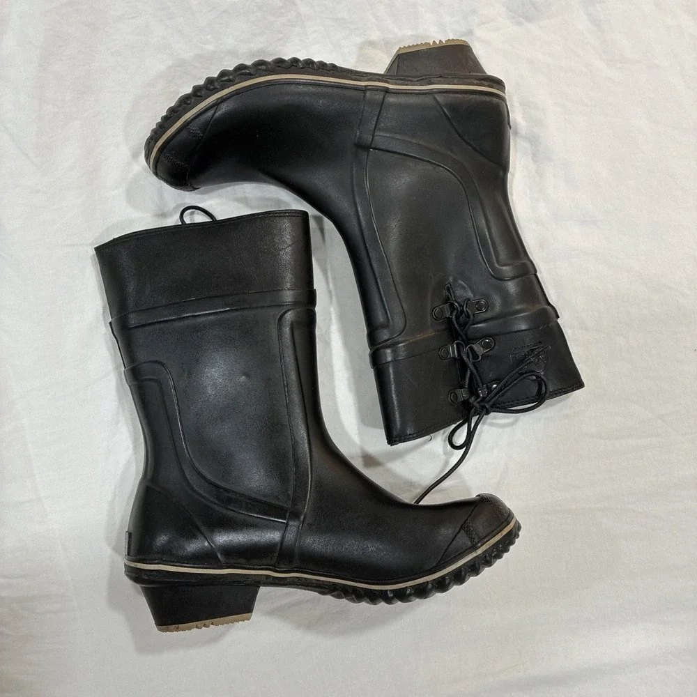 Sorel‎ Rain Boots Womens Size 6.5 1973 Waterproof Black Rubber
